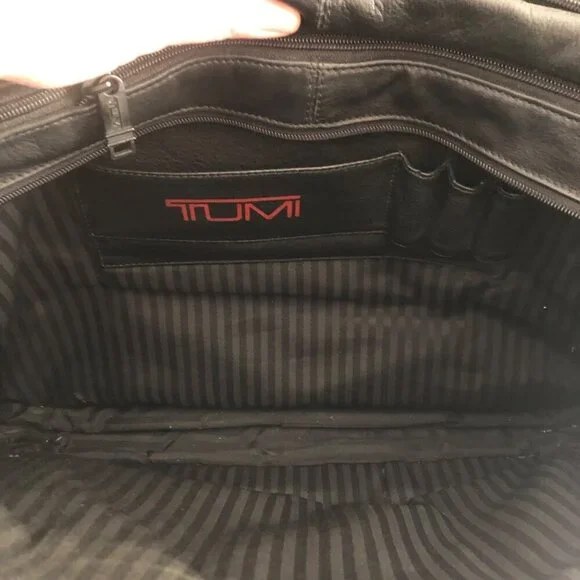 Vintage TUMI 904D3 Black Nappa Leather Laptop Briefcase Messenger Bag Rare